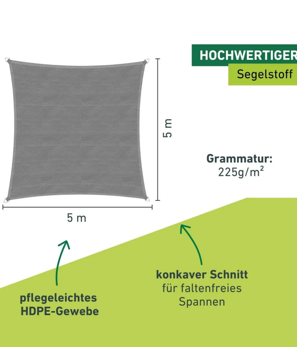 Windhager Sonnensegel Capri, quadratisch, ca. B500/T500 cm Grau Sale