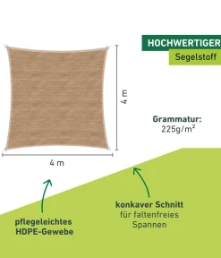 Windhager Sonnensegel - Sonnensegel Capri, quadratisch, ca. B400/T400 cm Hellbraun