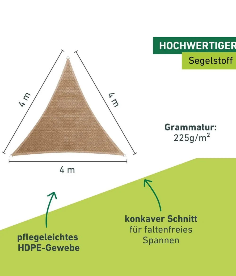 Windhager Sonnensegel - Sonnensegel Capri, dreieckig, ca. B400/T400 cm Hellbraun