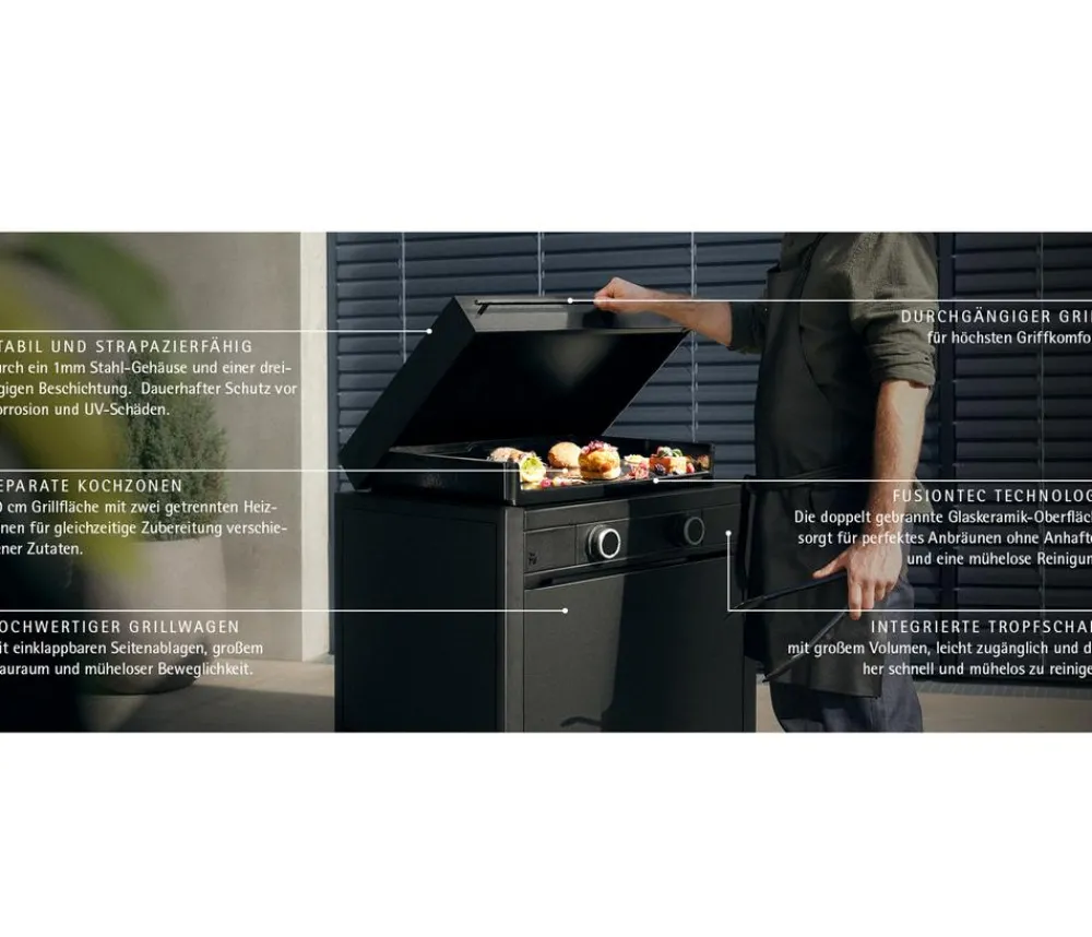 WMF Gasgrills > Plancha Set 60G mit Wagen, ca. H75/B99,5/T63 cm