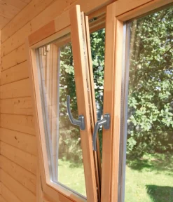 Wolff Finnhaus Doppelfenster Gartenhaus, 70 mm Natur Best