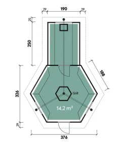 Wolff Finnhaus Gartenhaus Grillkota 9 de luxe B, inkl. Saunaanbau, ca. B426/H364/T624 cm Schwarz Discount