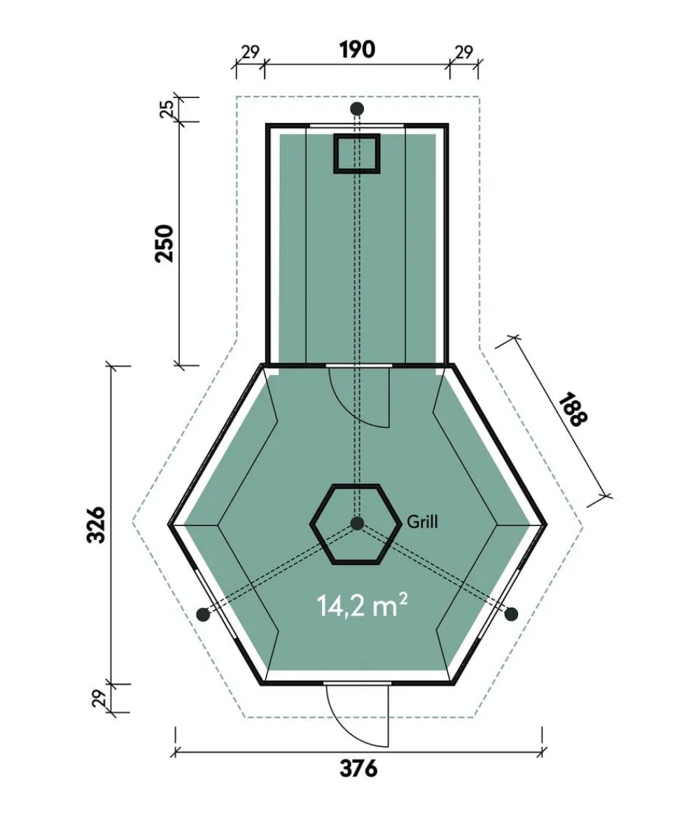 Wolff Finnhaus Gartenhaus Grillkota 9 de luxe B, inkl. Saunaanbau, ca. B426/H364/T624 cm Schwarz Discount