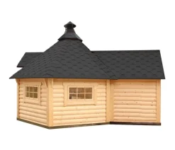 Wolff Finnhaus Gartenhaus Grillkota 9 de luxe, inkl. Anbau, ca. B426/H364/T574 cm Schwarz Online
