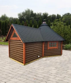 Wolff Finnhaus Gartenhaus Grillkota 9 de luxe, inkl. Anbau, ca. B426/H364/T574 cm Schwarz Online