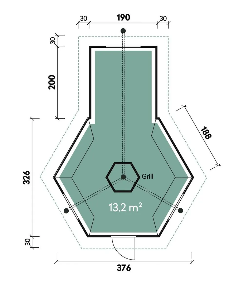 Wolff Finnhaus Gartenhäuser & Gerätehäuser - Gartenhaus Grillkota 9 de luxe, inkl. Anbau, ca. B426/H364/T574 cm Rot