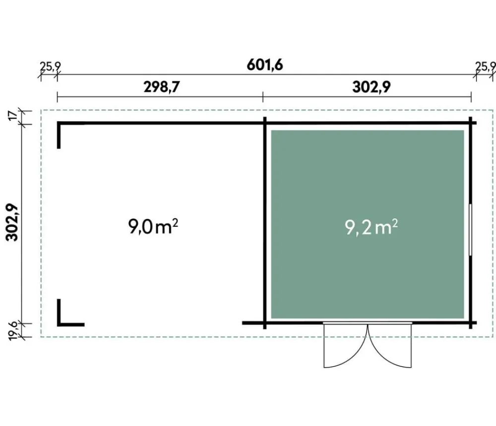 Wolff Finnhaus Gerätehaus Tona 6030, ca. B653,4/H252/T339,5 cm Anthrazit New