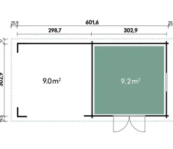 Wolff Finnhaus Gartenhäuser & Gerätehäuser > Gerätehaus Tona 6030, ca. B653,4/H252/T339,5 cm