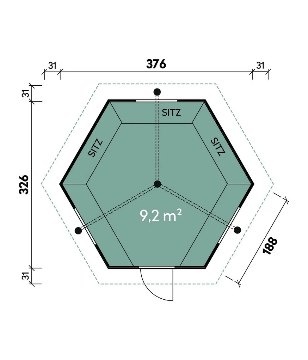 Wolff Finnhaus Gartenhäuser & Gerätehäuser - Grillkota 9 de luxe, ca. B438/H364/T388 cm Dunkelrot