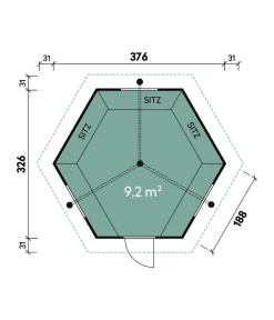 Wolff Finnhaus Gartenhäuser & Gerätehäuser - Grillkota 9 de luxe C DS, ca. B438/H364/T388 cm
