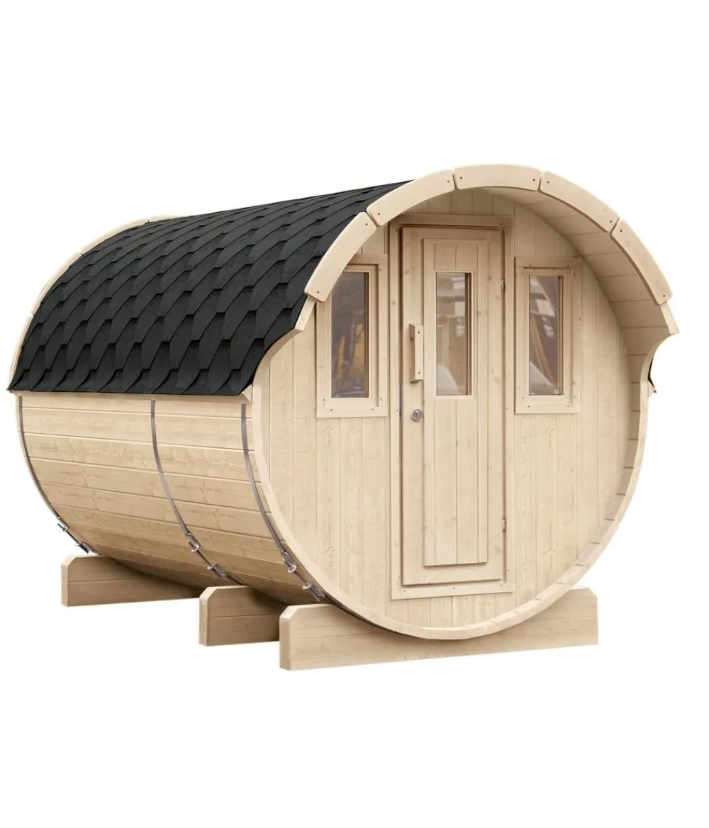 Wolff Finnhaus Saunafass Basic 330 Bausatz, ca. B205/H210/T330 cm Schwarz New