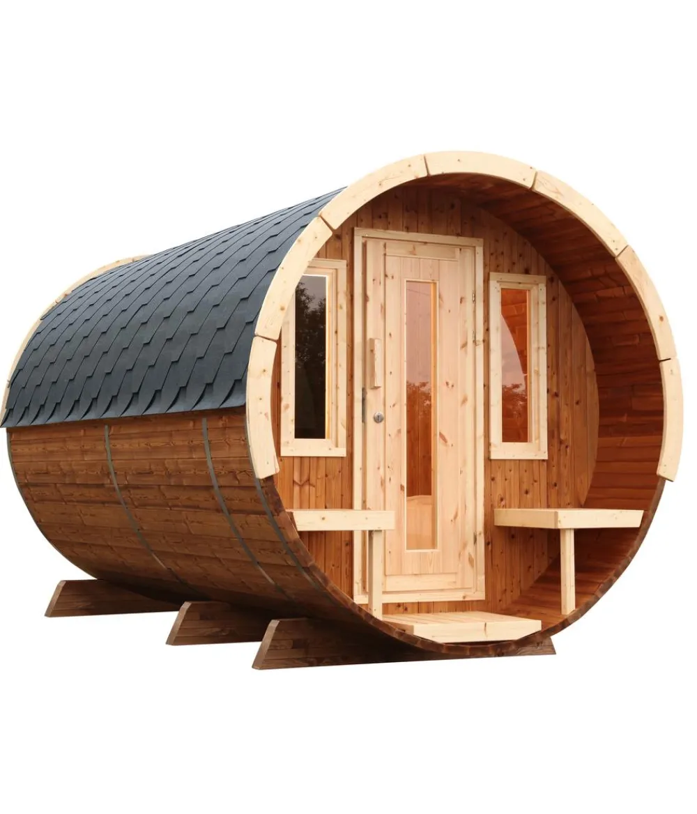 Wolff Finnhaus Saunas & Infrarotkabinen > Saunafass 280 de luxe Bausatz, Thermoholz, ca. B235/H242/T280 cm