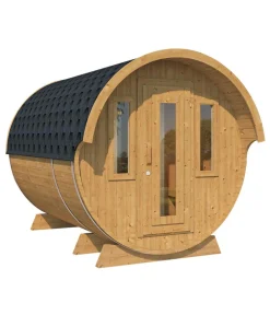 Wolff Finnhaus Saunas & Infrarotkabinen > Saunafass 330 de luxe Bausatz, Thermoholz, ca. B235/H242/T330 cm