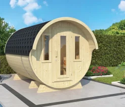 Wolff Finnhaus Saunas & Infrarotkabinen - Saunafass 330 de luxe Bausatz, ca. B235/H242/T280 cm Natur
