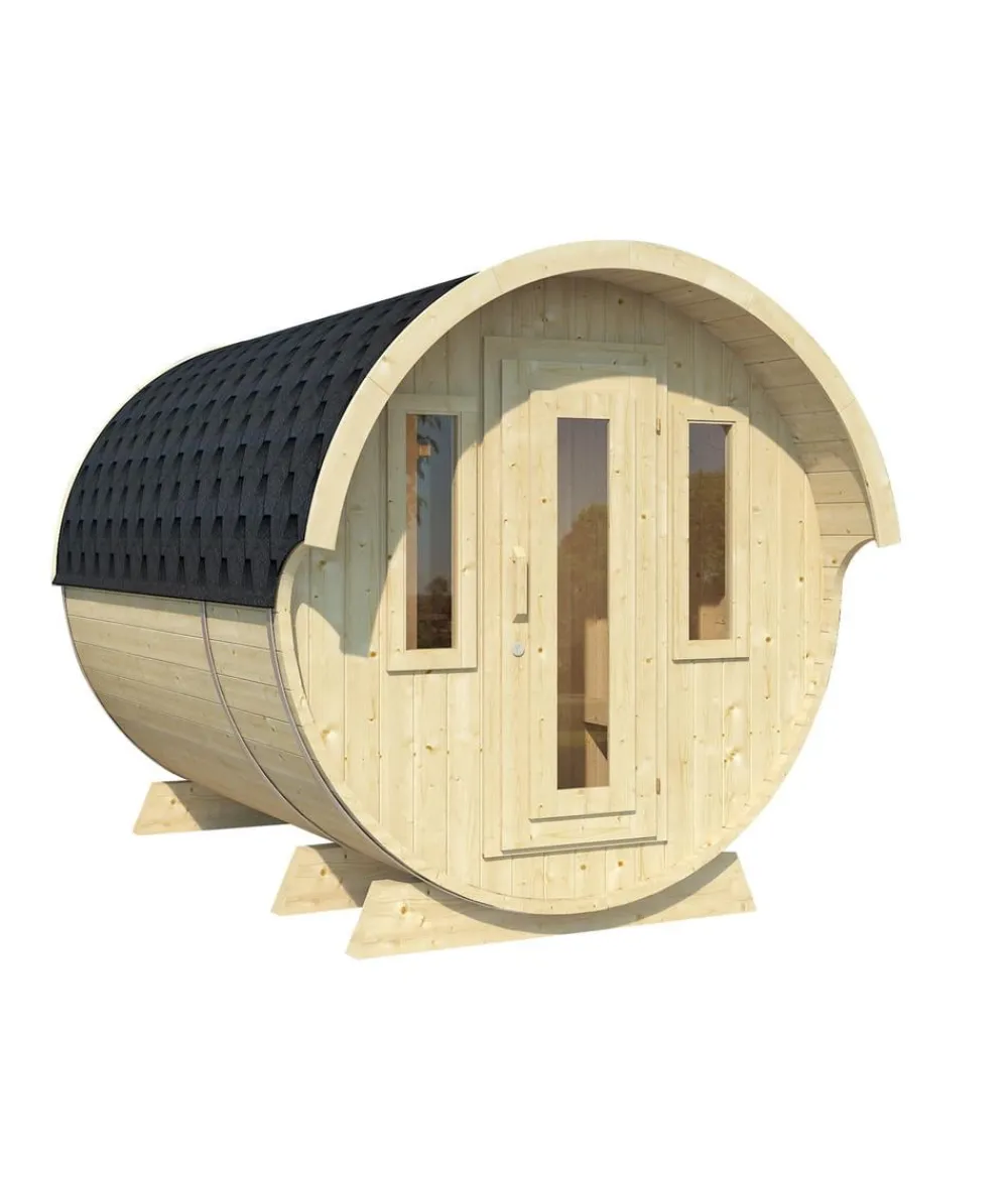 Wolff Finnhaus Saunas & Infrarotkabinen - Saunafass 330 de luxe Bausatz, ca. B235/H242/T280 cm Natur
