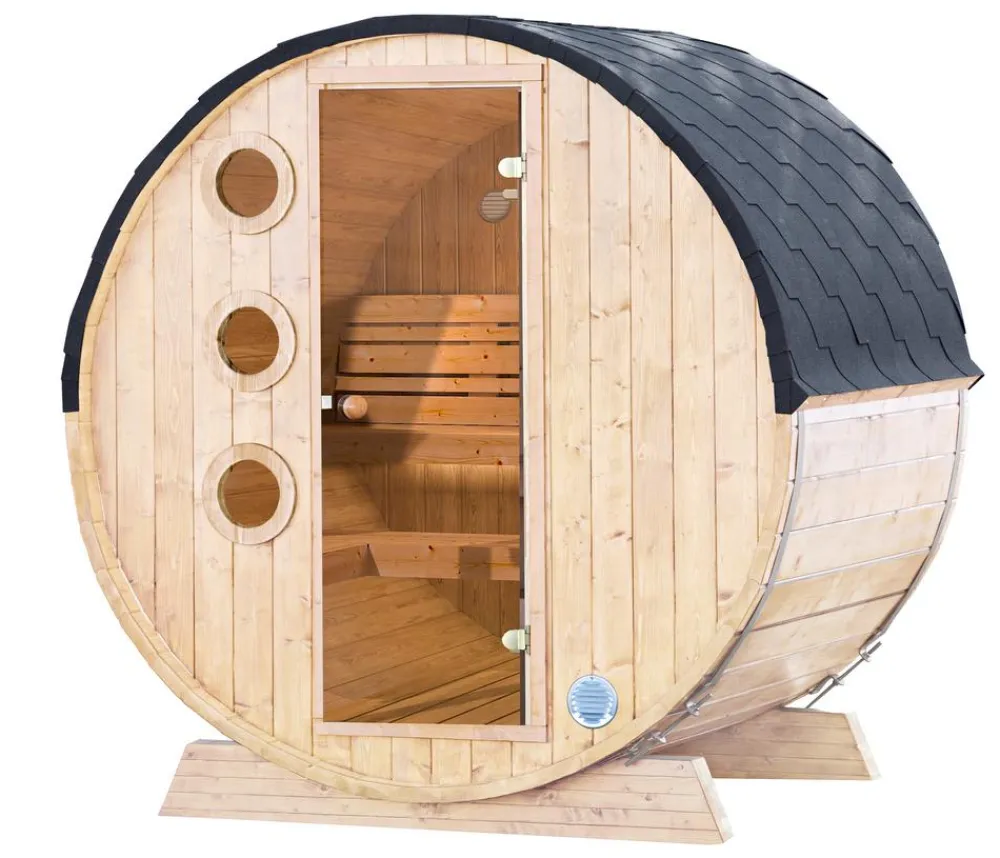 Wolff Finnhaus Saunas & Infrarotkabinen - Saunafass Mini 160 Bausatz, ca. B205/H215/T160 cm Schwarz