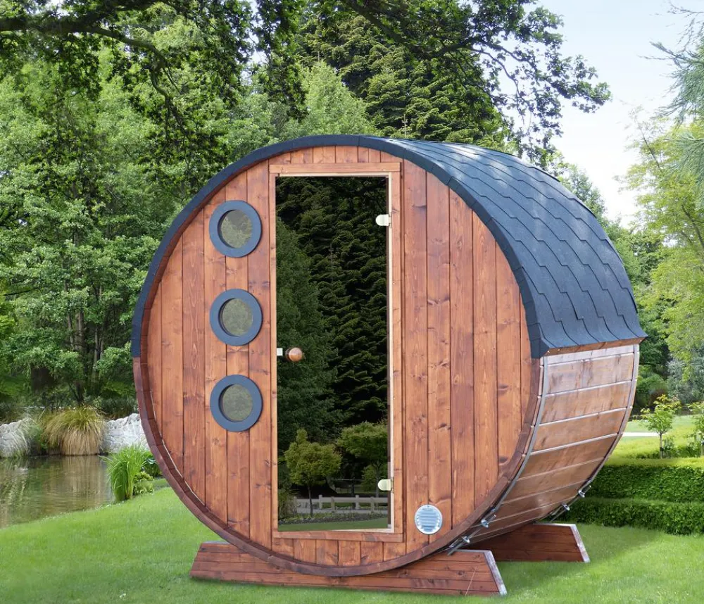 Wolff Finnhaus Saunas & Infrarotkabinen - Saunafass Mini 160 Bausatz, ca. B205/H215/T160 cm Schwarz