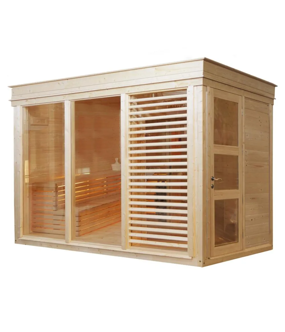 Wolff Finnhaus Saunas & Infrarotkabinen - Sauna Paradiso 2-Raum, ca. B329/H261/T229 cm Natur