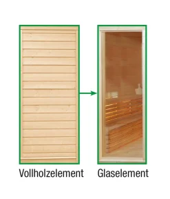 Wolff Finnhaus Tauschelement Paradiso Vollholz zu Glas Transparent Hot