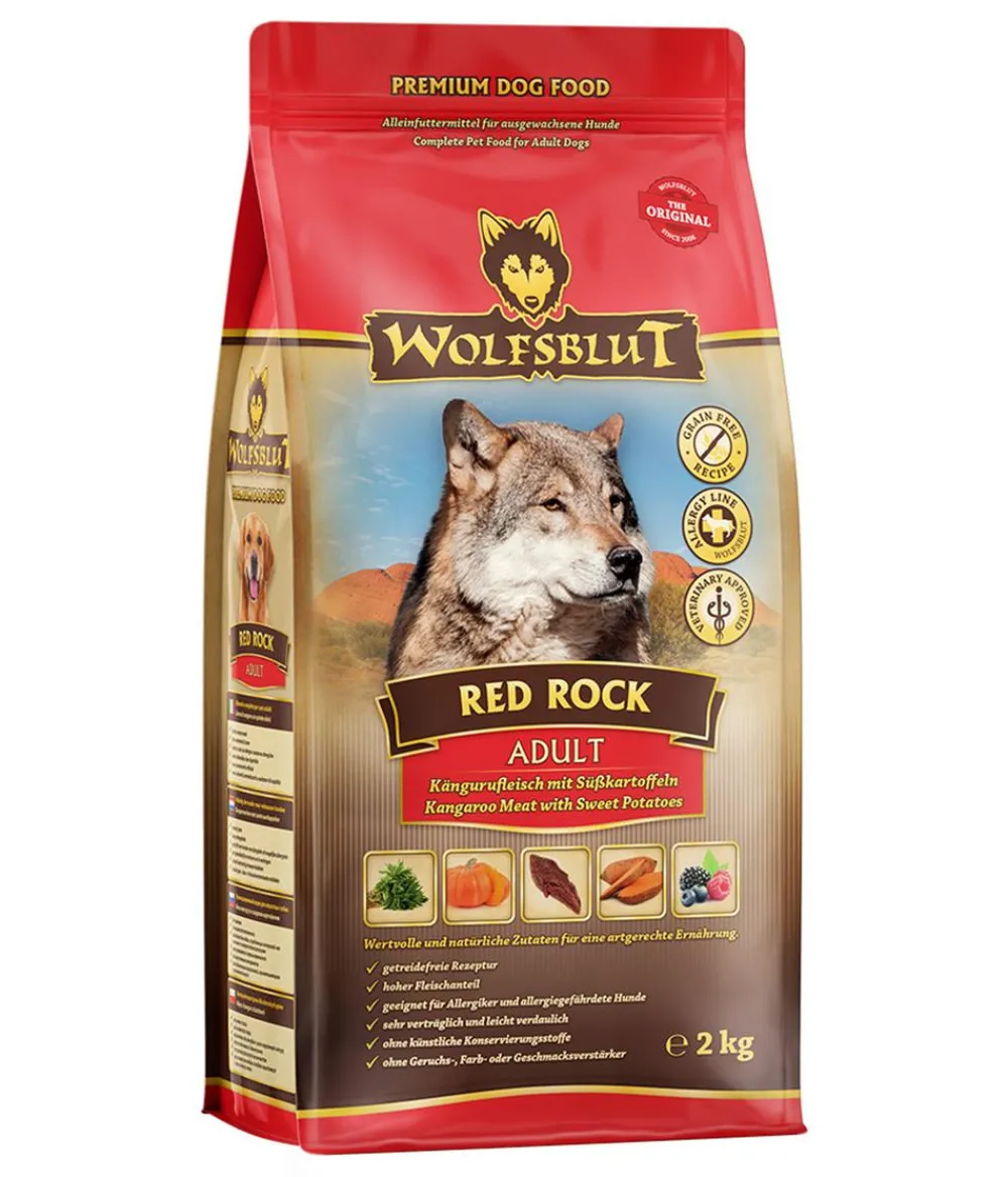 WOLFSBLUT Trockenfutter Hund - Trockenfutter für Hunde Red Rock, Adult, Känguru & Süßkartoffeln