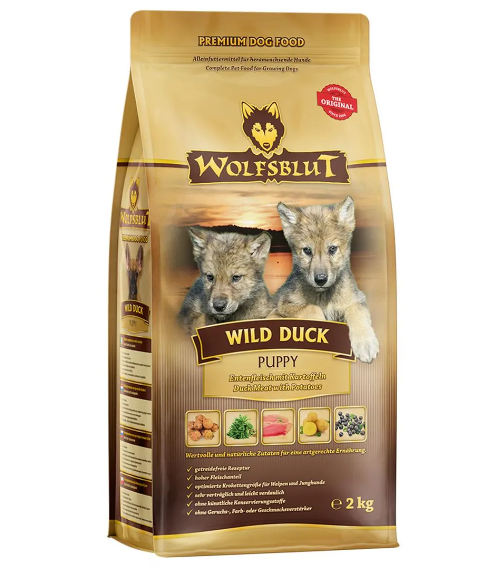 WOLFSBLUT Trockenfutter Hund - Trockenfutter für Hunde Wild Duck, Puppy, Ente & Kartoffeln