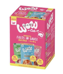 WOW Nassfutter Katze > ® Cat Nassfutter für Katzen Multipack Premium Filets in Sauce, Adult, 8 x 85 g