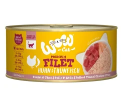 WOW Nassfutter Katze - ® Cat Nassfutter für Katzen Premium Filets, Adult, 12 x 70 g