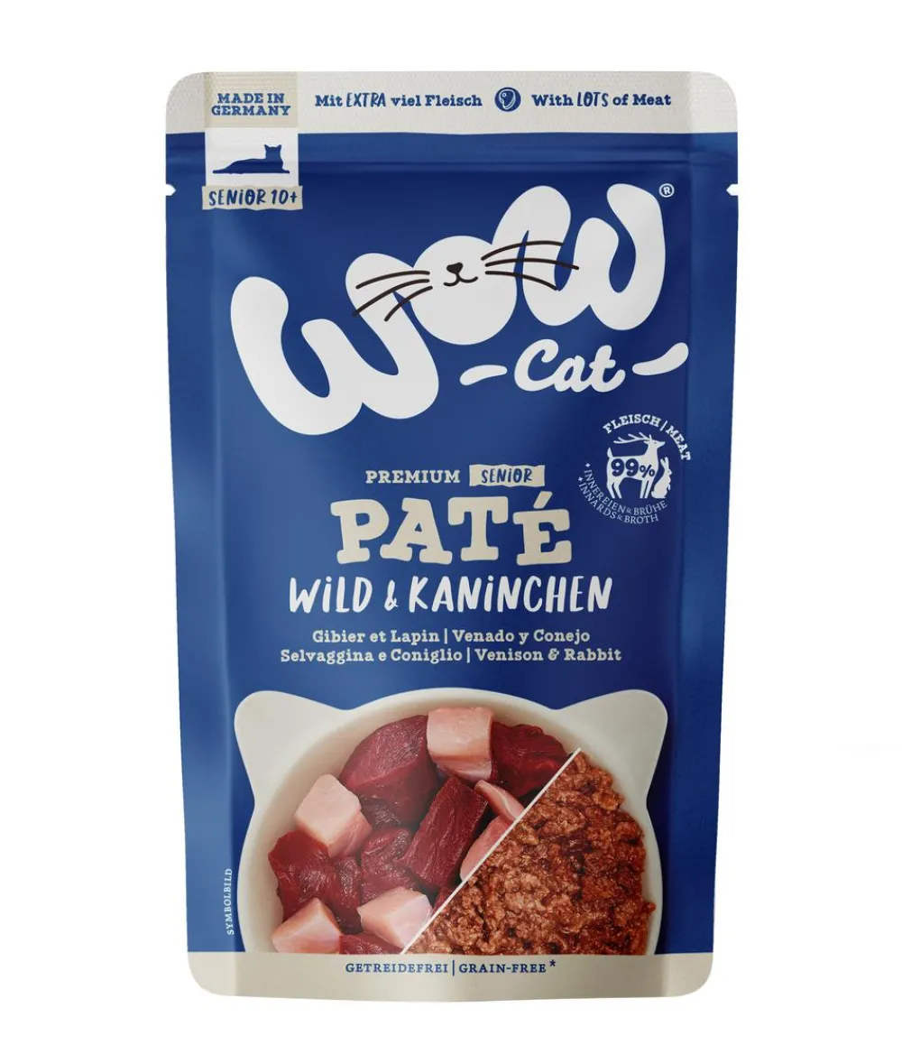 WOW ® Cat Nassfutter für Katzen Premium Paté Senior, 12 x 125 g Discount