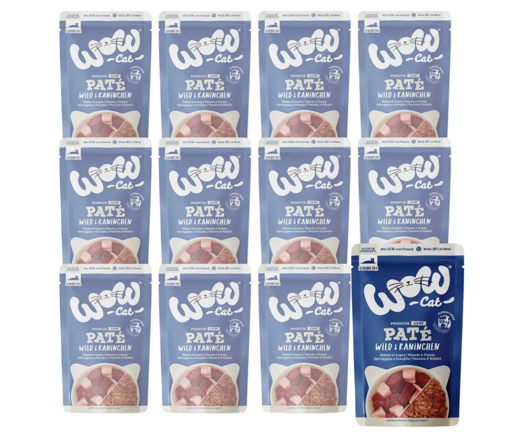 WOW ® Cat Nassfutter für Katzen Premium Paté Senior, 12 x 125 g Discount