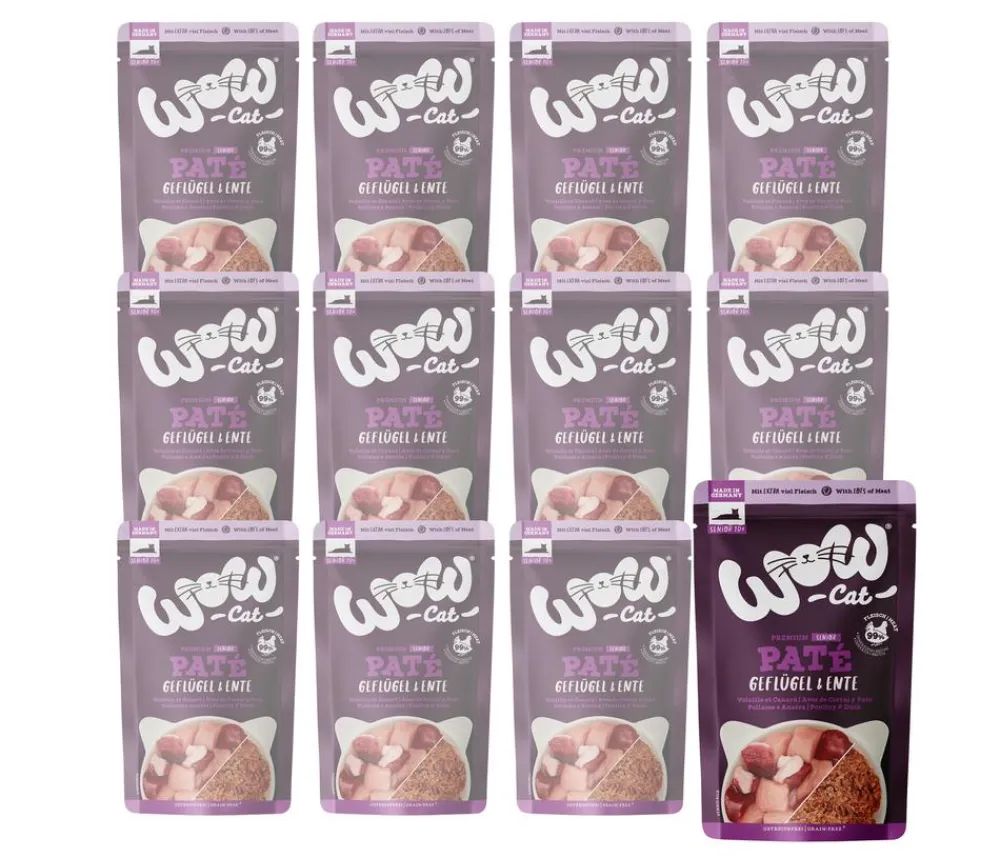 WOW Nassfutter Katze - ® Cat Nassfutter für Katzen Premium Paté Senior, 12 x 125 g