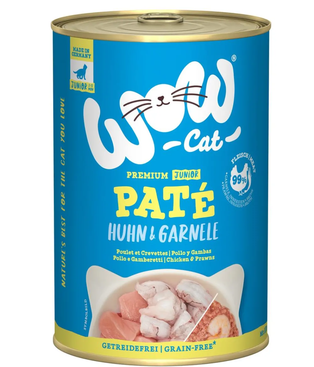WOW Nassfutter Katze - ® Cat Nassfutter für Katzen Premium Paté Junior, 6 x 400 g