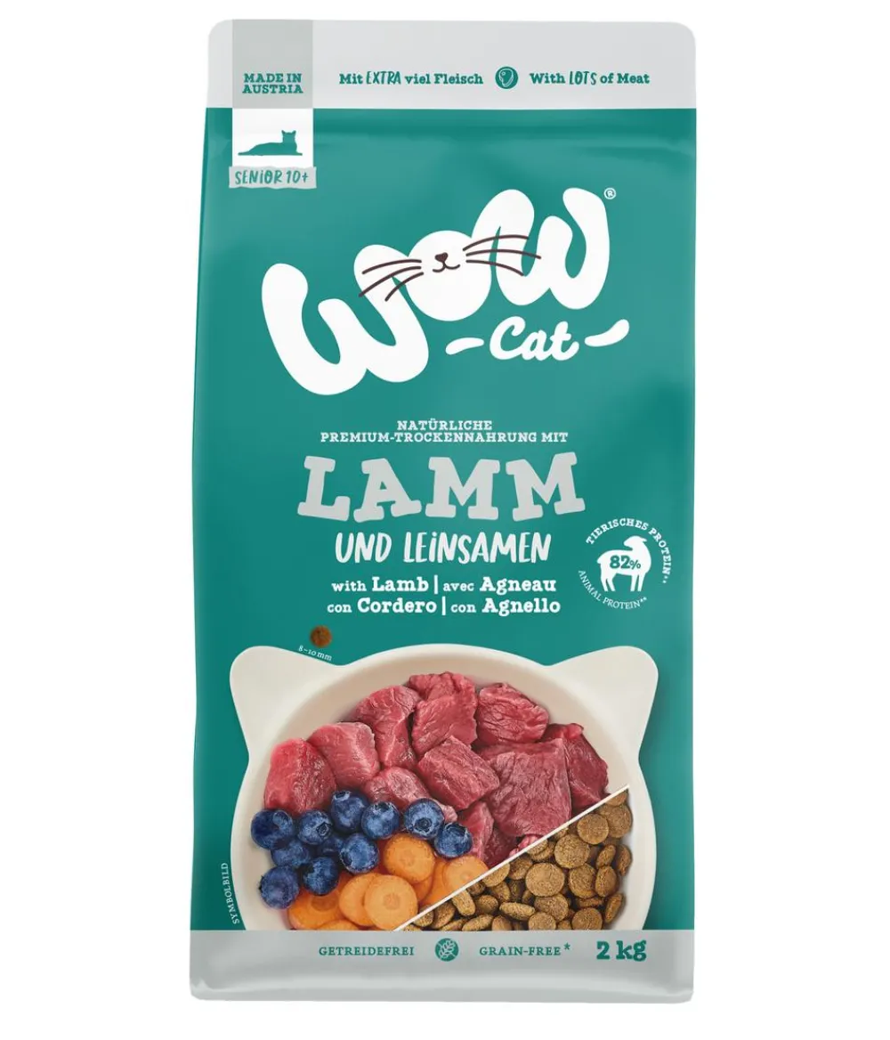 WOW Trockenfutter Katze - ® Cat Trockenfutter für Katzen Senior, Lamm & Leinsamen