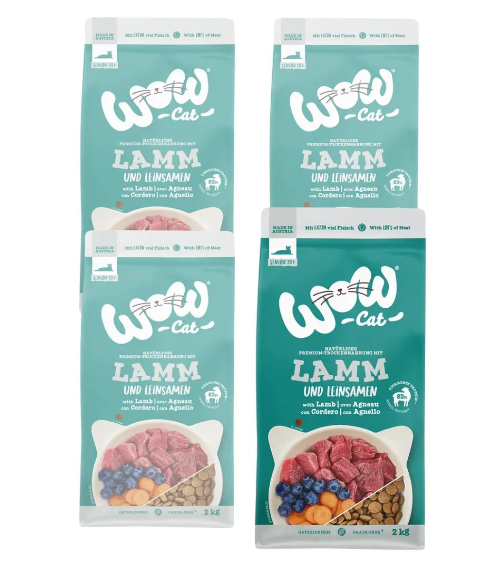 WOW Trockenfutter Katze - ® Cat Trockenfutter für Katzen Senior, Lamm & Leinsamen