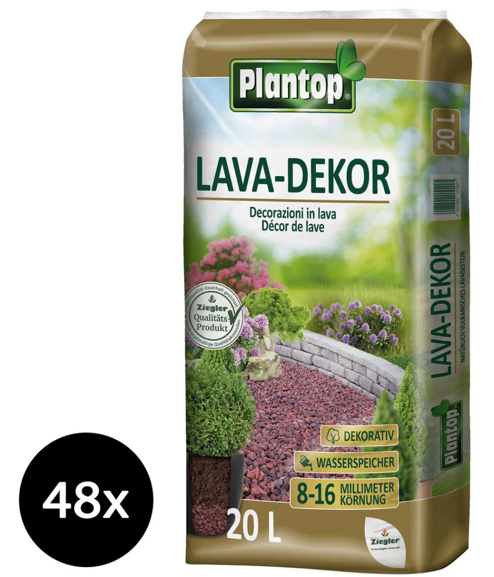 Ziegler Rindenmulch > Plantop Lava-Dekor, 8-16 mm, 48 x 20 Liter